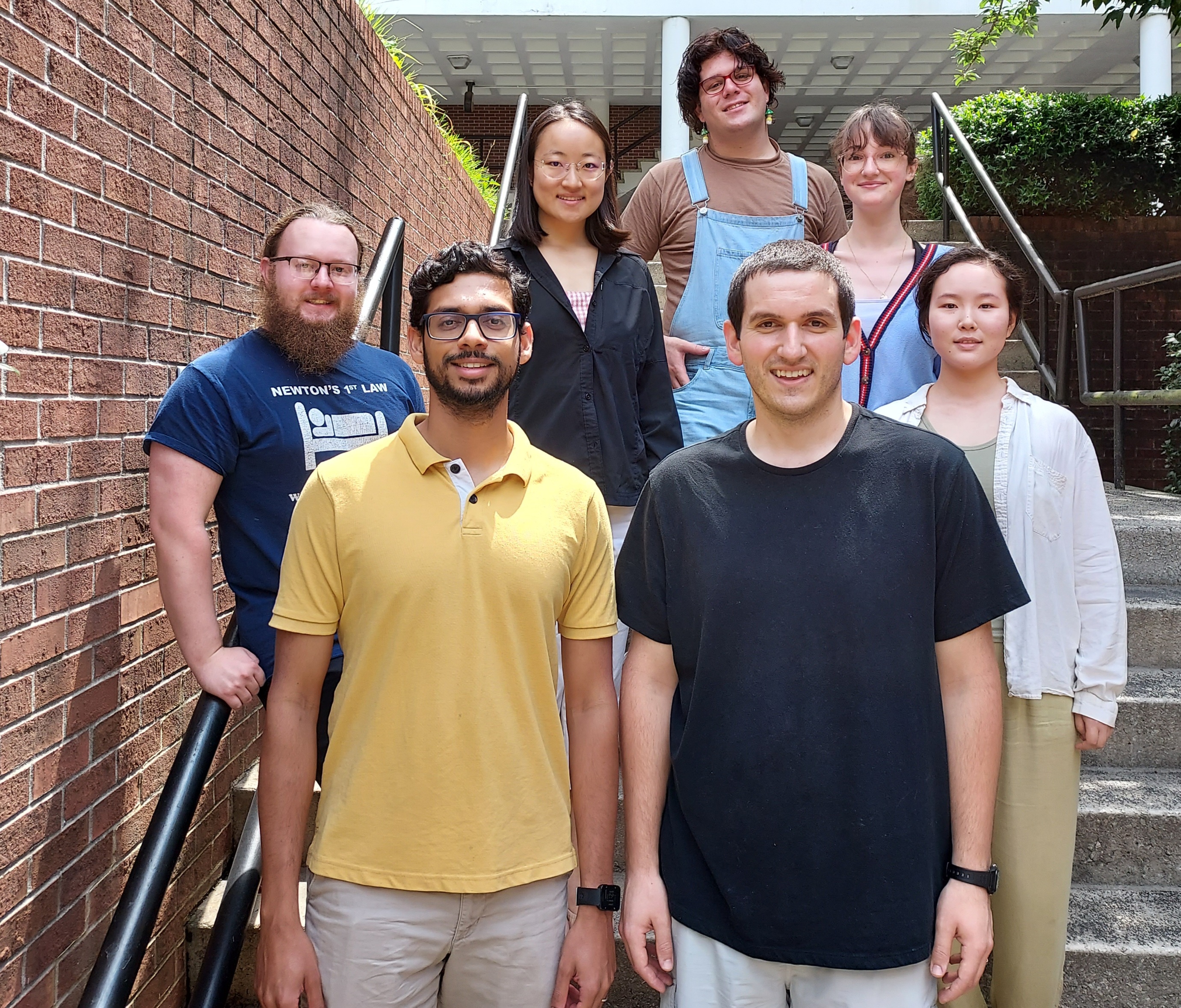 Our REU group standing on steps in the Skiles courtyard